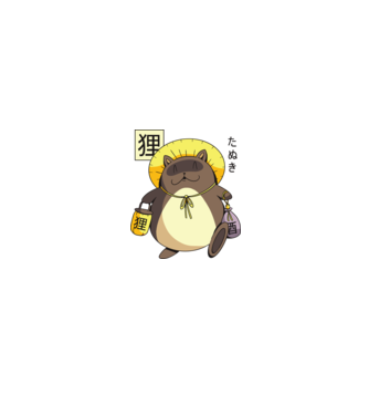 Tanuki Yokai model roz neon pe tricou