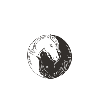 Călăreț Yin Yang model alb pe tricou