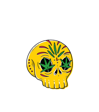 Marijuana Craniu model negru pe tricou