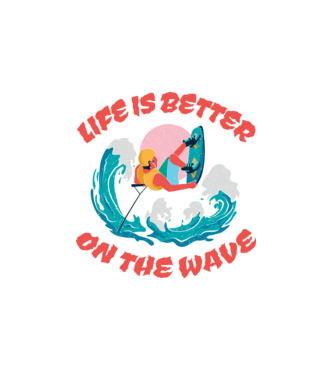 Wakeboard - Life is better on the wave model alb pe tricou