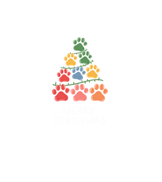 Merry Christmas Paws Negru model turcoaz pe tricou