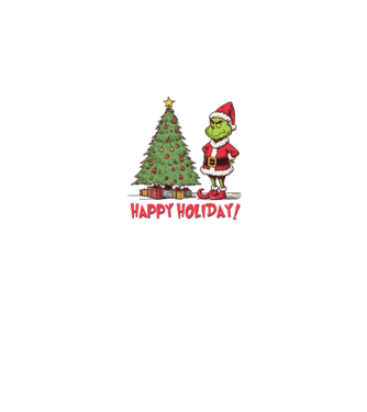 Happy Holiday Grinch model albastru închis pe tricou