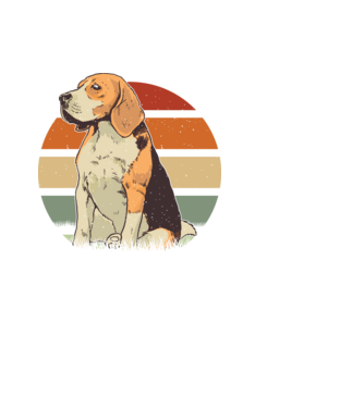 Beagle Retro Sunset model alb pe tricou