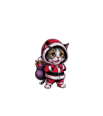 Santa Cat model negru pe tricou
