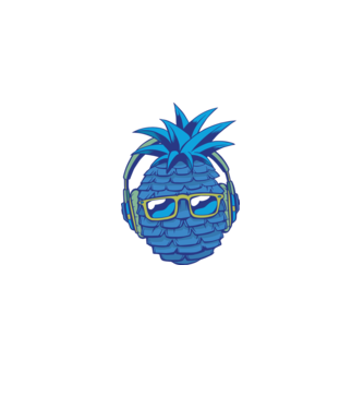 Ananas albastru cu căști model galben pe tricou