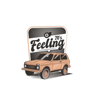 Mașină Retro anii 70 Lada Niva model alb pe tricou