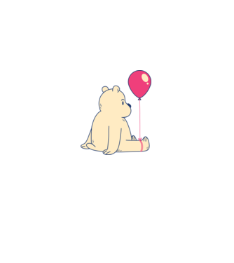 Teddy Drăguț cu Balon model alb pe tricou
