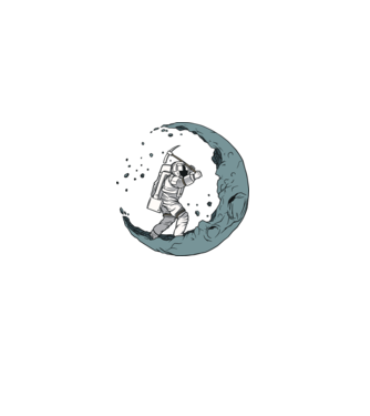 Astronaut pe Lună model negru pe tricou