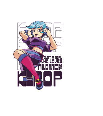 Doar o fată căreia îi place Anime și K-Pop model albastru deschis pe tricou