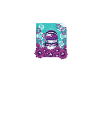 Floral Astronaut model turcoaz pe tricou