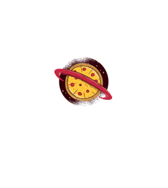 Pizza Planetă model gri pe tricou