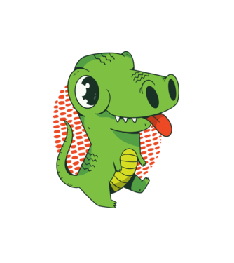 Dinozaur drăguț model alb pe tricou