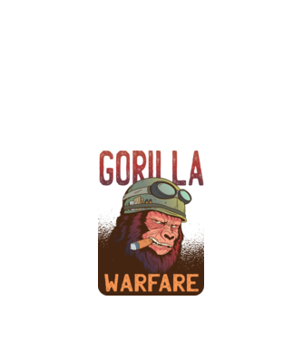 Gorilla Warfare model alb pe tricou