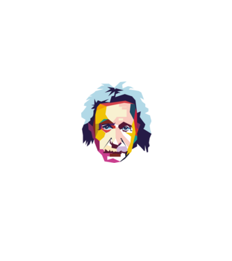 Einstein abstract model alb/roșu pe tricou