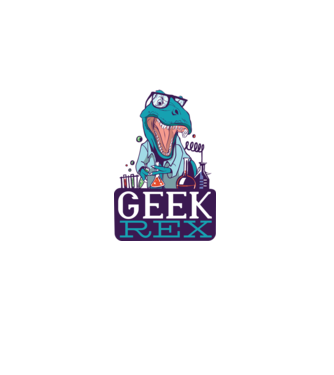 Geek Rex dinozaur tricou model negru pe tricou