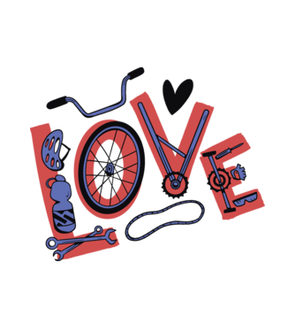 Love Bicicletă model alb pe tricou