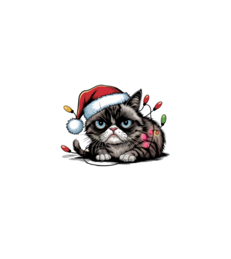 Christmas Spirit Grumpy Cat Negru model alb pe tricou