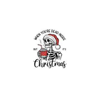 Dead inside, but it's christmas Alb model alb/roșu pe tricou