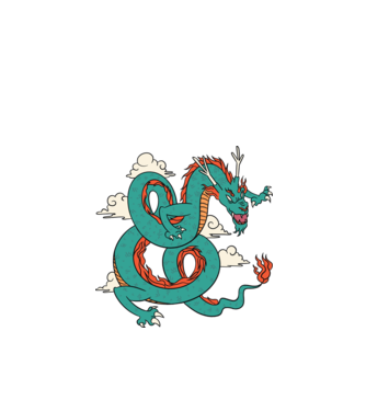 Dragon Chinez model negru pe tricou