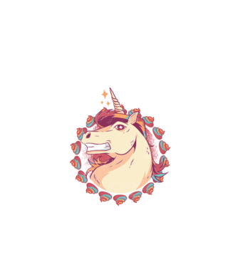 Unicorn Mullet model alb pe tricou