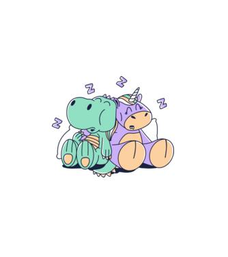 Unicorn adormit și T-rex model alb pe tricou