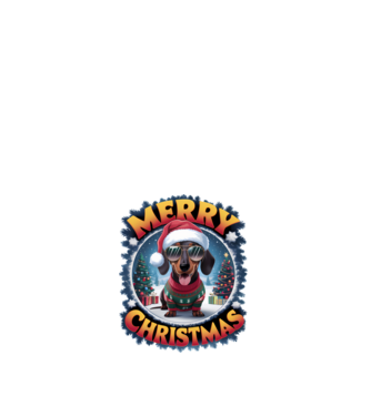 Merry Christmas Teckel model alb pe tricou