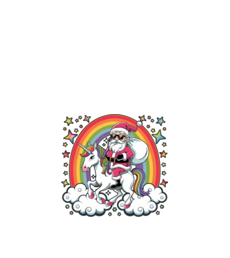 Moș Crăciun cool pe un unicorn model negru pe tricou