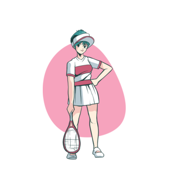 Anime Jucător de tenis fată model alb pe tricou