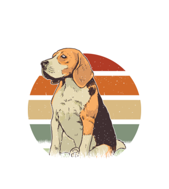 Beagle Retro Sunset model alb pe tricou