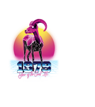 1979 Year of the Goat model negru pe tricou