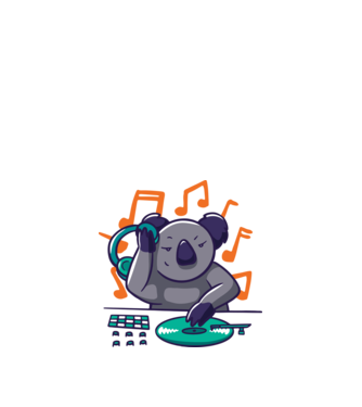 Koala DJ model alb pe tricou
