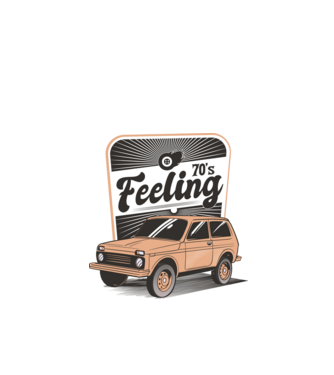 Mașină Retro anii 70 Lada Niva model turcoaz pe tricou