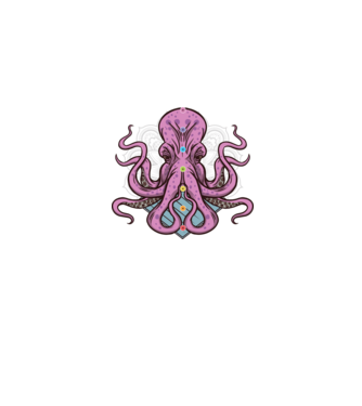 Yoga Octopus model albastru jeanși pe tricou