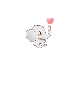 Elefant drăguț model alb pe tricou