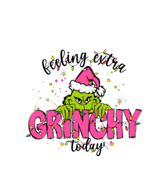Feeling extra Grinchy today model alb pe tricou