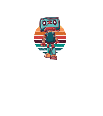 Robot Casetă retro model alb pe tricou