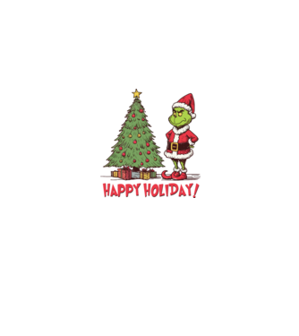 Happy Holiday Grinch model albastru jeanși pe tricou
