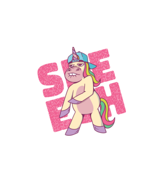 Unicorn Shesh model alb pe tricou