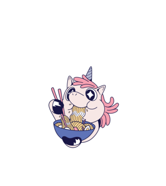 Unicorn Ramen model negru pe tricou
