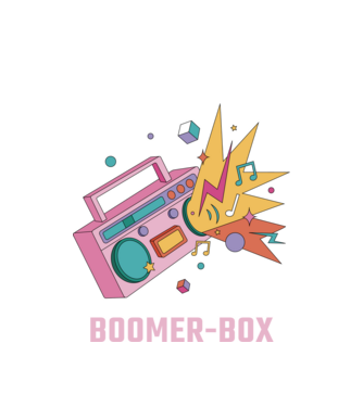 Boomer Box Magnetofon Retro model alb pe tricou