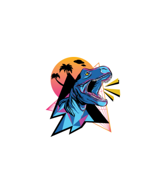 Tricou Neon dinozaur retro model negru pe tricou