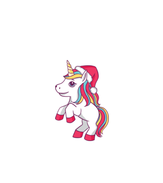 Unicorn de Crăciun model alb pe tricou