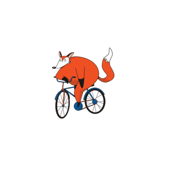Vulpe cu bicicletă model gri pe tricou