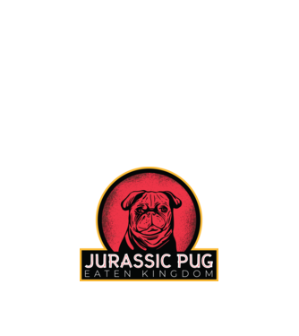 Jurassic Pug Tricou cu mops model negru pe tricou