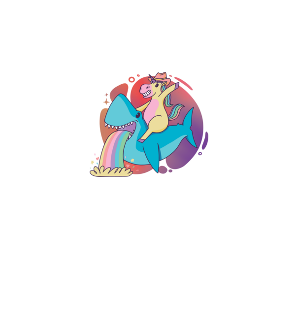 Unicorn pe rechin model negru pe tricou