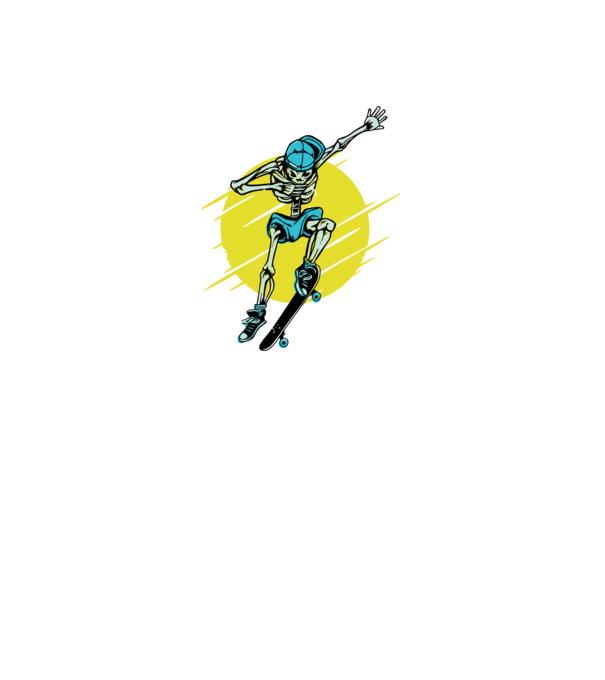 Schelet Skateboarder model alb pe tricou