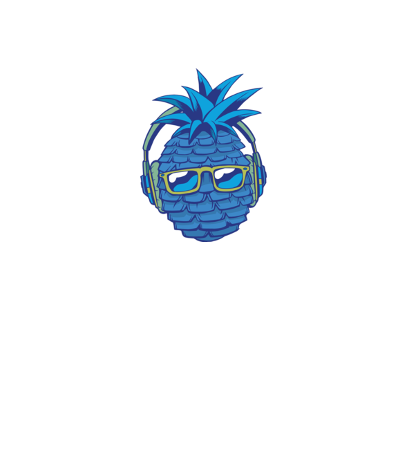 Ananas albastru cu căști model galben pe tricou