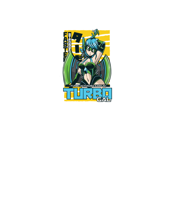 Turbo Gal Anime model alb pe tricou