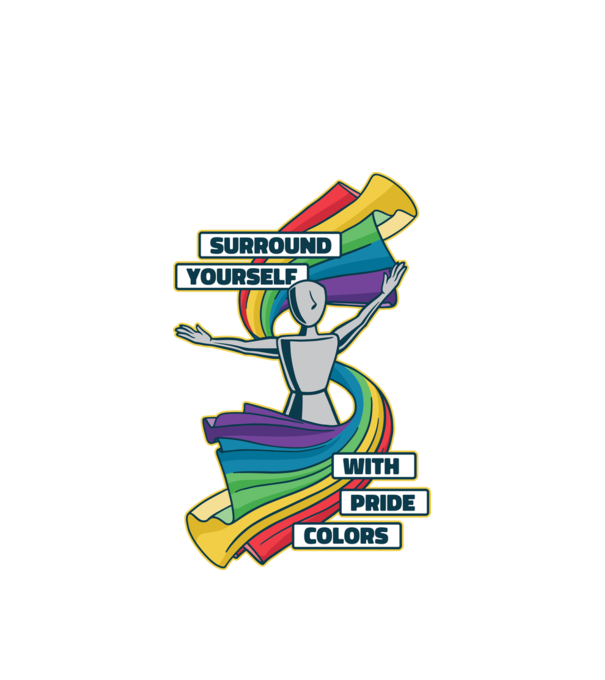 Pride cu curcubeu model alb pe tricou