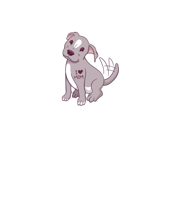 Pitbull - I Love Mom model alb pe tricou